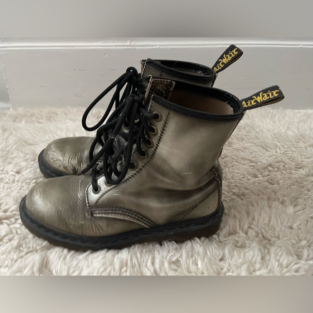 Doc Marten’s Metallic Gold Toned Leather Combat Boots